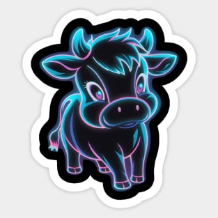 Neon glow cow Sticker